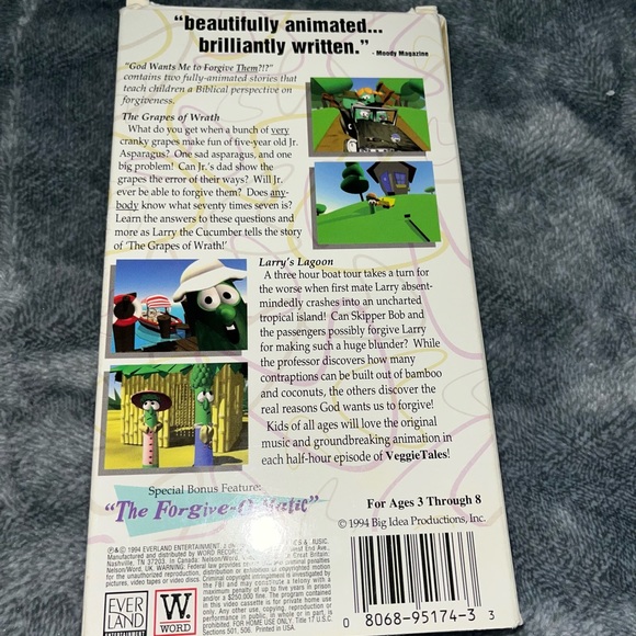 Veggie tales god wants me to forgive them vhs - Picture 2 of 3